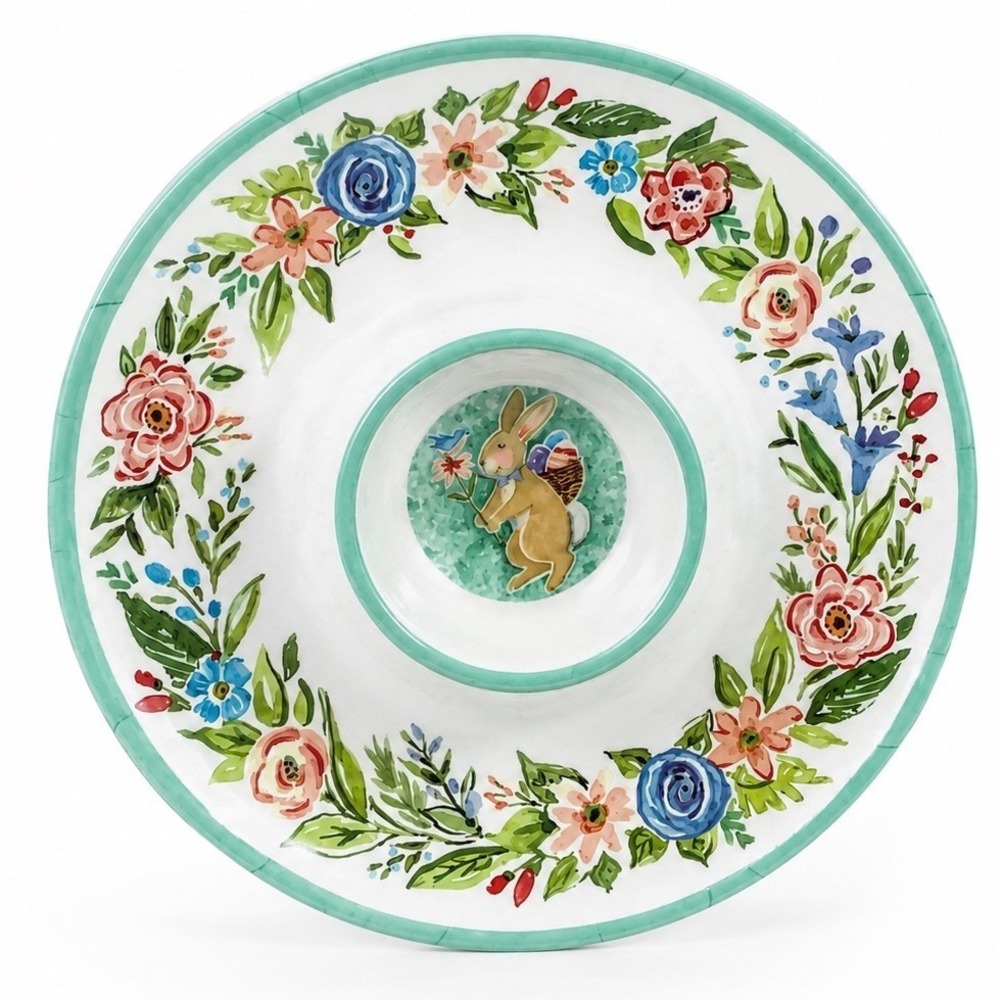 NEW Certified International Joy‎ of Easter Chip & Dip Round Melamine Bowl